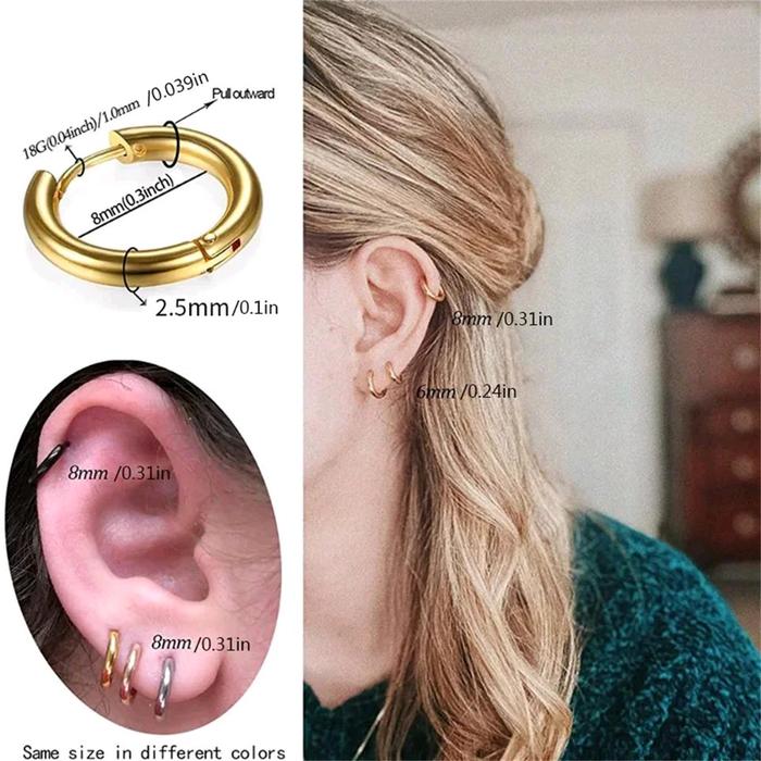 KW Sepasang 2 pcs anting hoop ball -anting ring-anting stainless steel-hoop earing tebal 2,5 mm