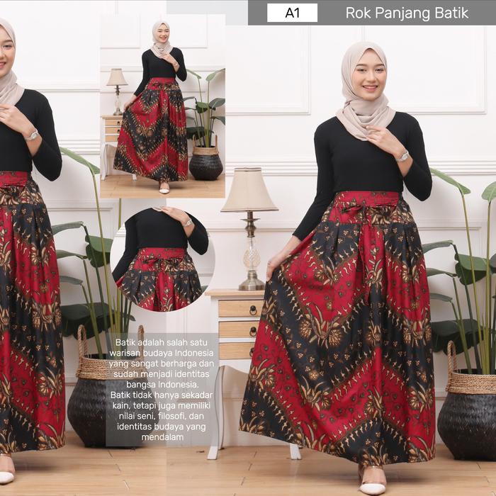 KERIS MERAH ROK PANJANG BATIK | ROK KERJA | ROK WANITA DEWASA | ROK REMPEL | ROK PAYUNG | ROK MUSLIM