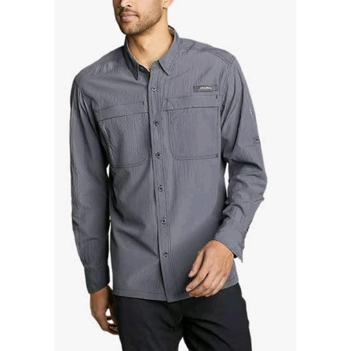 Kemeja Pria UPF Tangan Panjang Eddie Bauer Abu Tua (TXL)