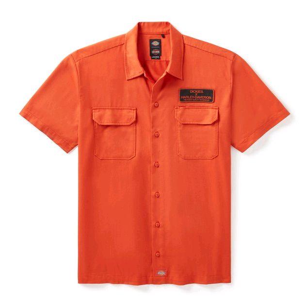 DICKIES X H-D MEN'S EAGLE SHORT SLEEVE WORKSHIRT VINTAGE ORANGE | KEMEJA HARLEY X DICKIES ORIGINAL 9