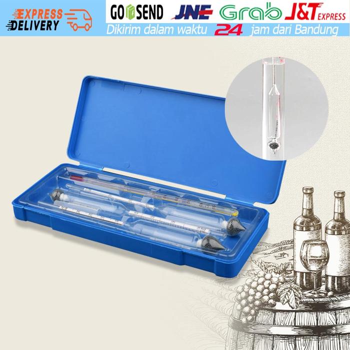 3PCS/Set Alkohol Meter Scala 0 - 100% | Alat Ukur Kadar Alkohol Dalam Cairan Wine Alcohol Meter