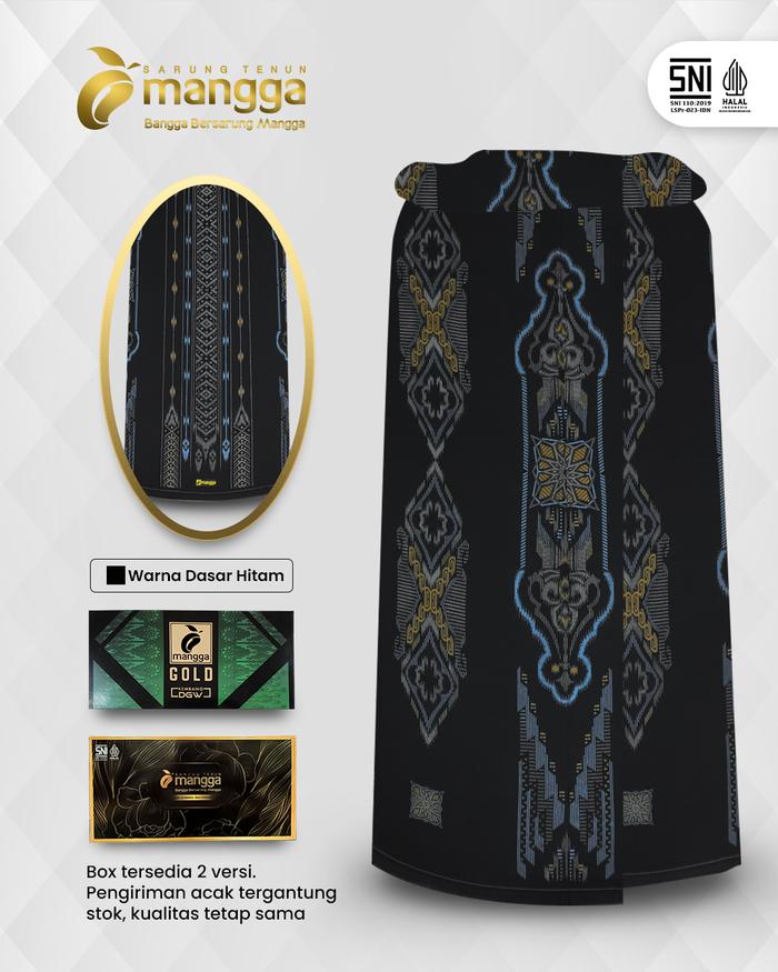 Sarung Mangga Gold Kembang DGW Hitam Kuning GKDGW42