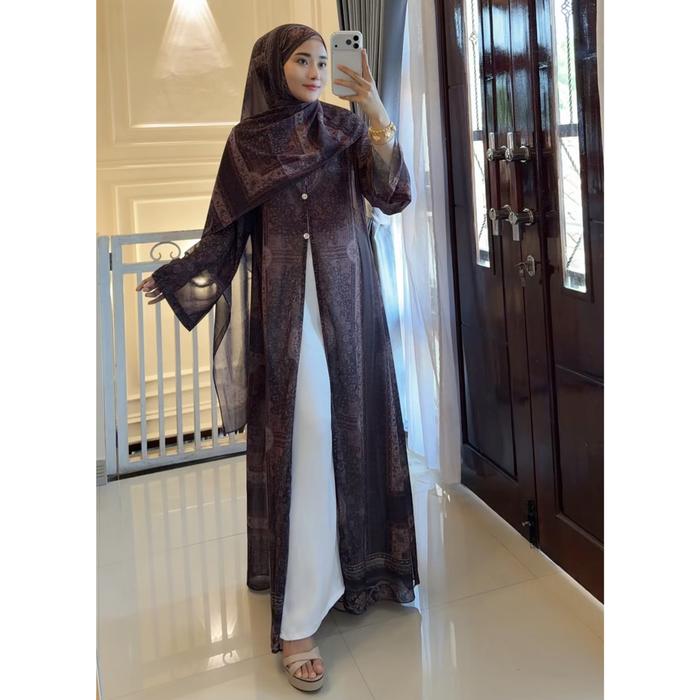 Abaya Kashmir Premium Outer Gamis Motif Etnik Arabian Look Mewah Baju Muslim Wanita Kekinian Bahan C