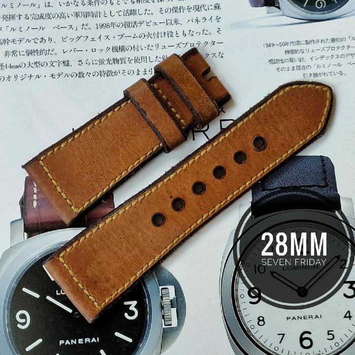28mm / For Seven Friday or Panerai Radiomir • Vintage BST Legacy Light Brown Leather Straps Handmade
