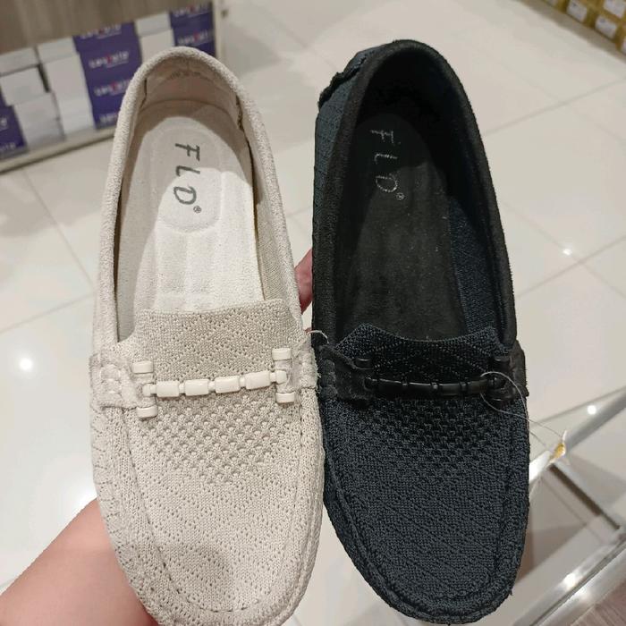 Flat shoes lentur by fld / sepatu mocasin wanita bahan rajut branded matahari