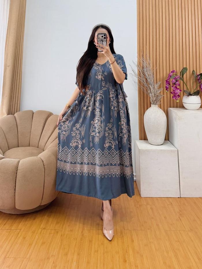 Daster Chibi Cabutan Daster Viral  Daster Busui JUMBO Motif Kotak Zig zag Bahan Rayon Adem Lembut Ny