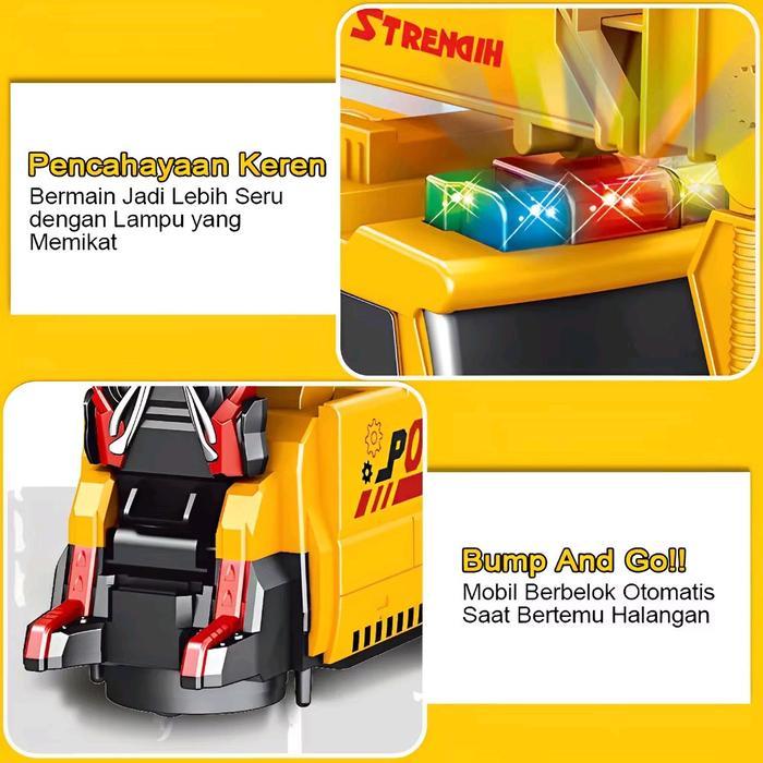 Mainan Anak Truk Transformer Robot Lampu Musik