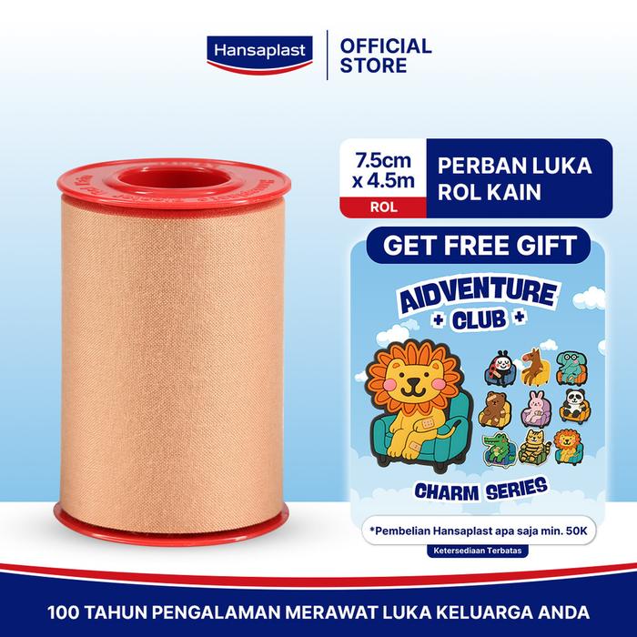 HANSAPLAST Perban Luka Roll Kain 7.5cm x 4.5m P3K Perban Rol Besar