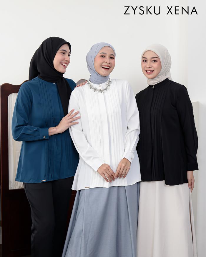 Zysku Xena | Pianna Blouse - 3 Warna | Blus Atasan Kantor Basic Polos Lengan Panjang Opnesel