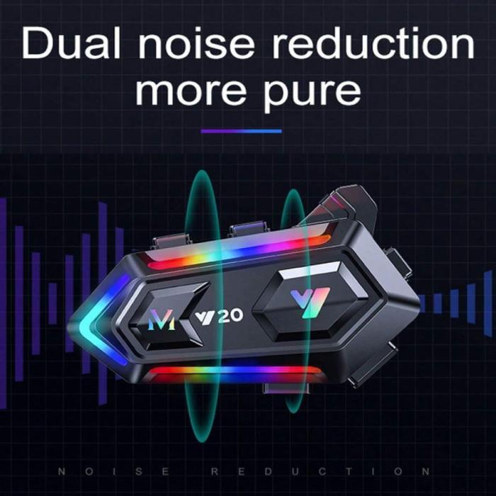 Intercom Helm Bluetooth Headset Helmet Motorcycle RGB - Y20