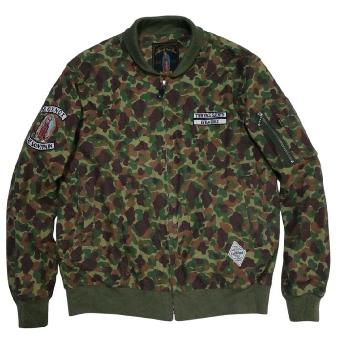 THE SAINTPAIN WORKS Camoflage Canvas Bomber Military Style Jacket Size S Ke M ( L.54-56 & P.65 Cm )