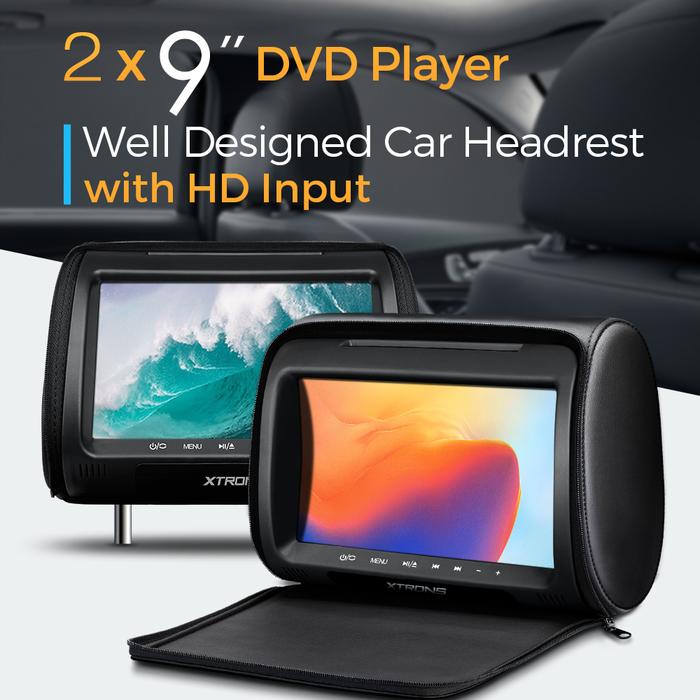 XTRONS 9 Inch 2Pcs Universal Monitor TFT Screen Headrest Car DVD