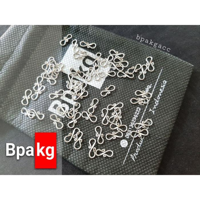 Pengait kalung dan gelang s silver anti karat besi putih asli monel kait cantolan kokot sambungan