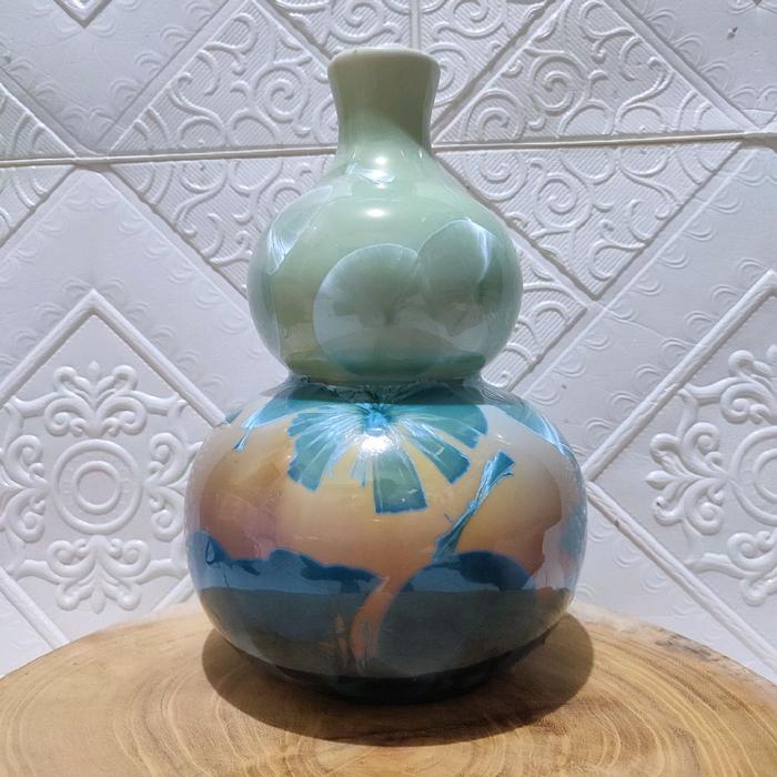 VINTAGE,Pajangan BOTOL/VAS, GUCI KRAMIK antik bentuk labu,( brg langka)