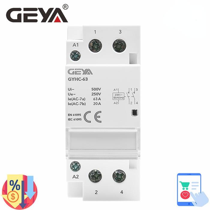 GEYA Modular Contactor 2P 40A 63A 2NO or 2NC or 1NO1NC DIN Rail