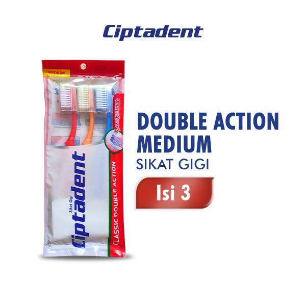 Ciptadent Sikat Gigi Classic Double Action Medium Pack Isi 3 Pcs
