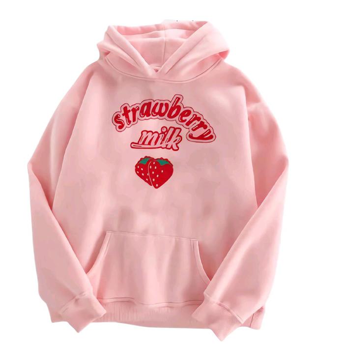 Sweater hoodie anak perempuan STRAWBERRY MILK