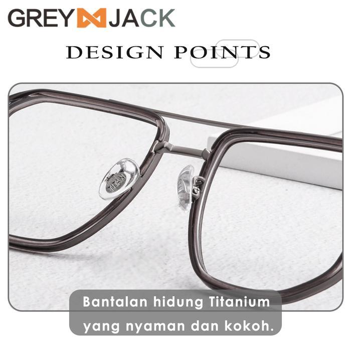 SPECIAL Grey Jack Frame Kacamata Titanium Aviator Kotak Ringan dan Kokoh 2216