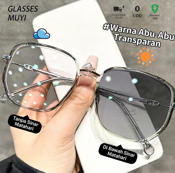 Kacamata Anti Radiasi Photochromic Persegi Modis Pria Wanita  cewe kacamata frame lebar afgan bawah 