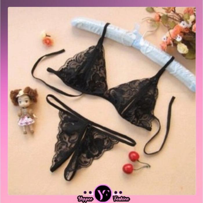 •YF• BS001 Set Bra Lingerie Sexy & Celana Dalam Lingeri Model Lace Transparant import COD