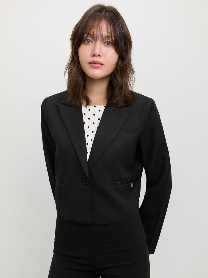 Pomelo - Blazer Wanita - Cropped Blazer – Black