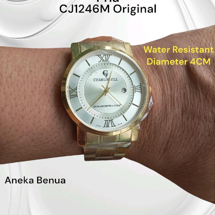 Jam Tangan Charlie Jill CJ1246M Original Pria Gold 4cm Emas Stainless