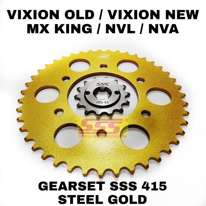 Girset Sss 415 Steel Gold Mx King Vixion Old New Nvl Nva Rantai Gold Sss / Regina #Gratisongkir