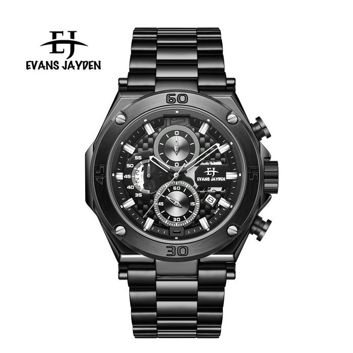 Evans Jayden Jam Tangan Pria EJ 9839 Rantai Stainless Steel Chronograph Kaca Sapphire Water Resistan