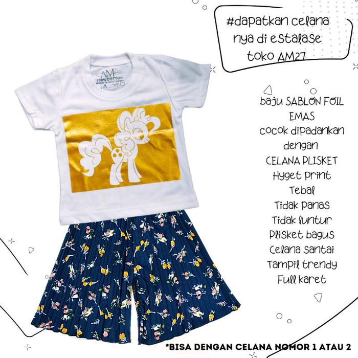 BAJU KAOS ANAK 3 bulan s/d 10 tahun KUDA PONY GOLD Sablon Foil Emas FullPrint HP