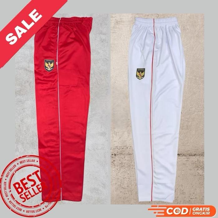 Celana Trening Putih Merah Celana Olahraga Training Panjang Putih Strip Merah Strip Putih