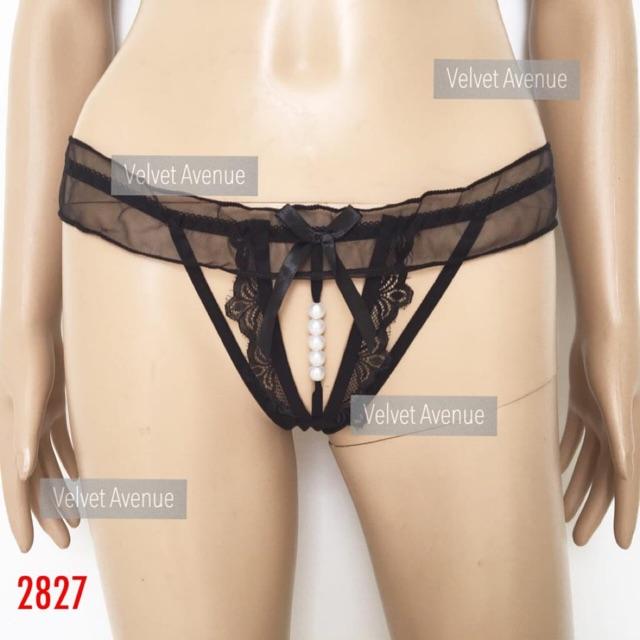 Gaun Malam Gstring Thong Celana Dalam CD Wanita 2827 Open Crotch Pearl Mutiara Cantik