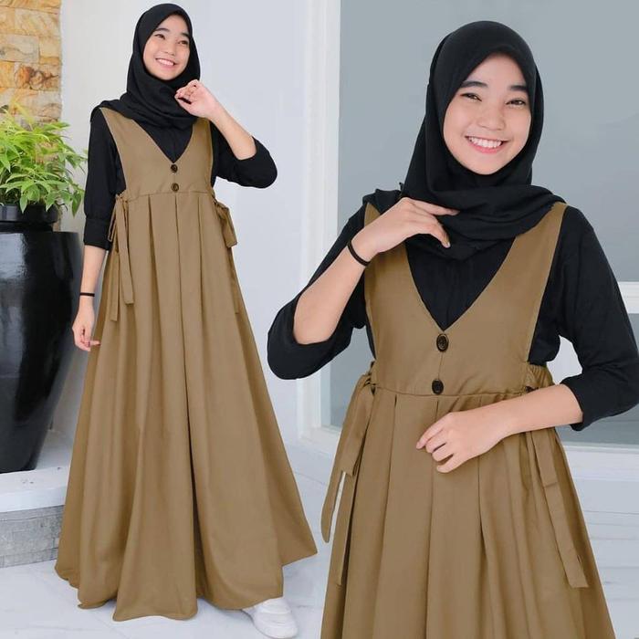 GAMIS ANAK REMAJA PEREMPUAN 10-12 13-14 TAHUN AVELA SET DRESS TANGGUNG TERBARU BAJU MUSLIM Kancing K