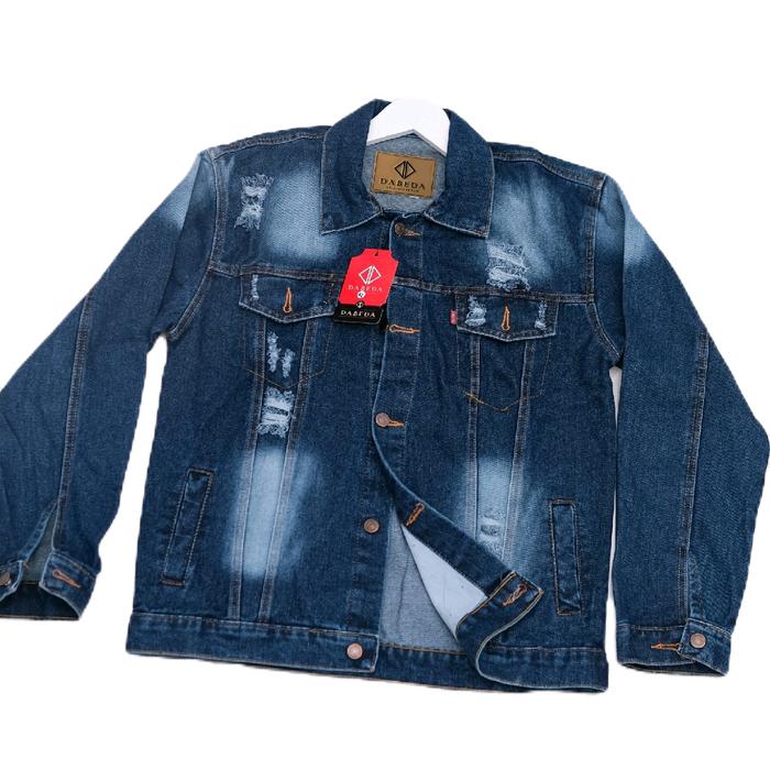Jaket Denim Pria Distro Wangkers Jaket Jeans Jins Sobek Destroy Warna Hitam Bioblitz Biowash Muda P
