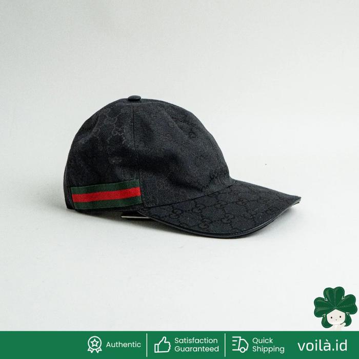 Voilaid Gucci Original GG Canvas Baseball Hat with Red Green Stripe Black