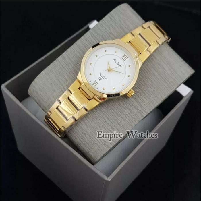 ! Jam Tangan Alba 4D1741 Cewek Analog Tanggal Aktif Rantai Stainless