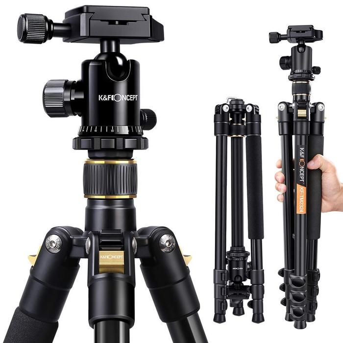 K&F Concept Camera Tripod Lightweight Compact Aluminum Tripod 62''