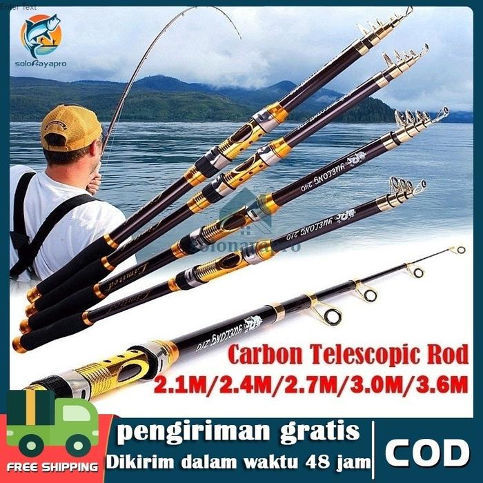 Joran Pancing Carbon Fiber Sea Fishing Rod 2.1M-3.6M/7 Tongkat Stik Pancing 3.6Meter Stick Pancingan