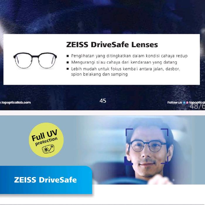 Carl Zeiss Lensa Kacamata Drivesafe Duravision Silver Clear Anti UV & Drive Night Kejernihan Terbaik