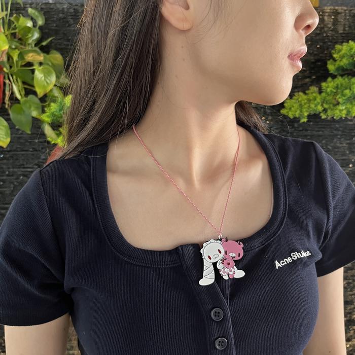 Gloomy Bear Pink Bear Necklace, Best Friends Necklace, Universal Rabbit & Gloomy Bear Double-Headed