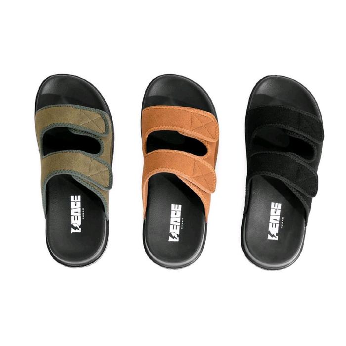 TANBE Sandal Slop Strep 1 Suede Pria Wanita Casual (Olive Camel Black) Sandal Santai dengan Desain N