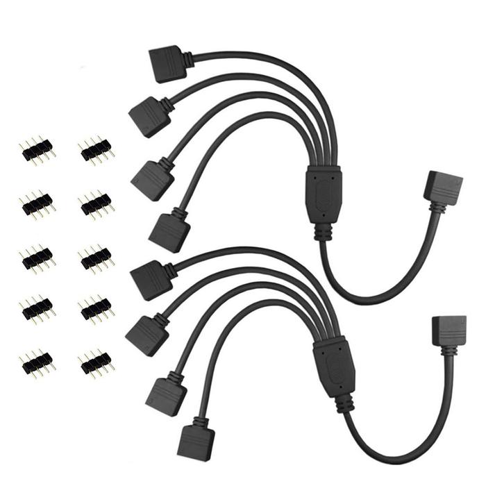 4pin RGB Connector Cable HUB 1 to 2 3 4 5 Port Splitter Female