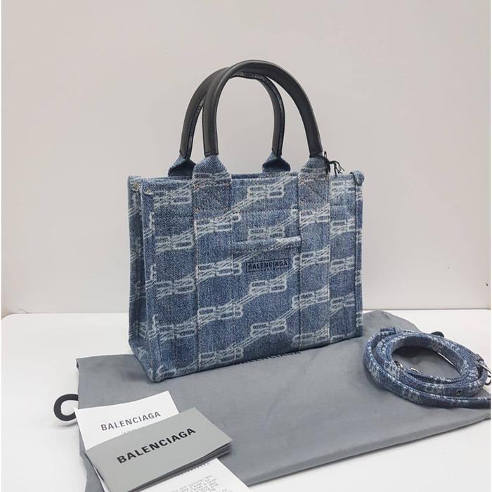 BALENCIAGA HARDWARE XS MONOGRAM DENIM TOTE BB