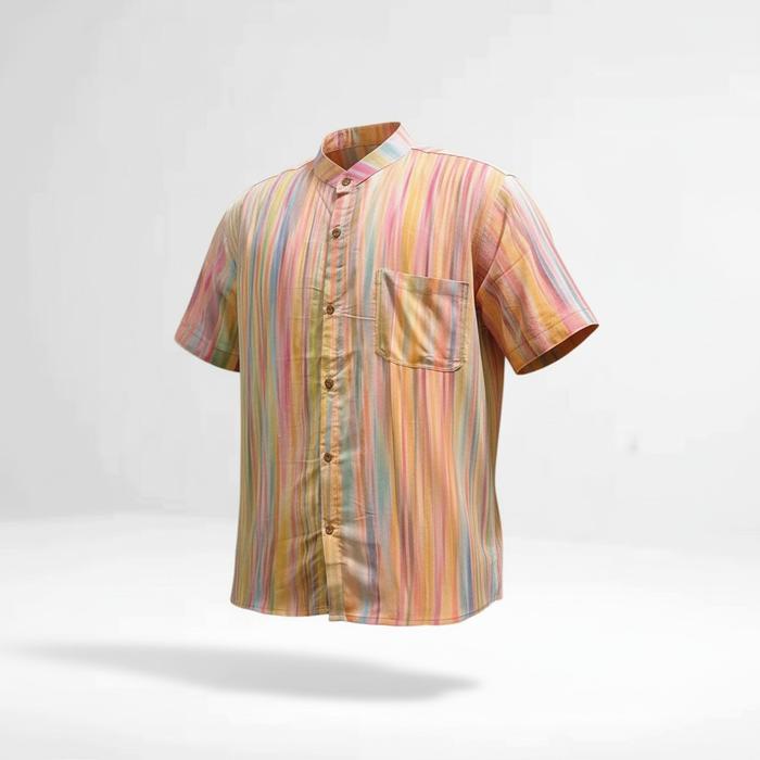 Terbaru Outfits Muria Tenun Eid Kemeja Pria Lengan Pendek MAHOGANY RUST BROWN Rainbow Etnik koko pri