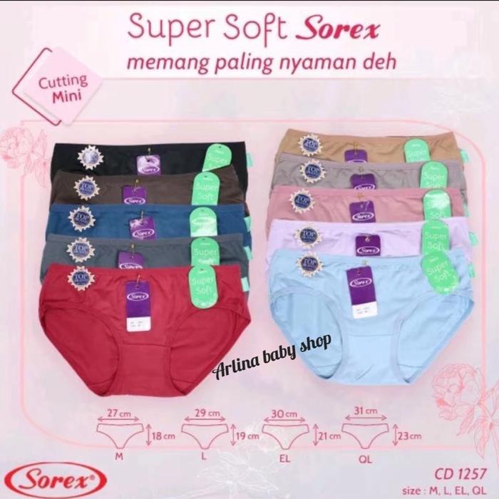 12pcs sorex_ celana dalam sorex 1257/cd sorex 1257 wanita super soft/ cd sorex wanita/ cd sorex baha