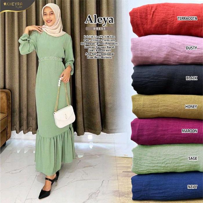 Aleya Dress by kheyra fashion||ukuran di deskripsi gambar Gamis Muslim Wanita Lebaran Syari Maxi Pan