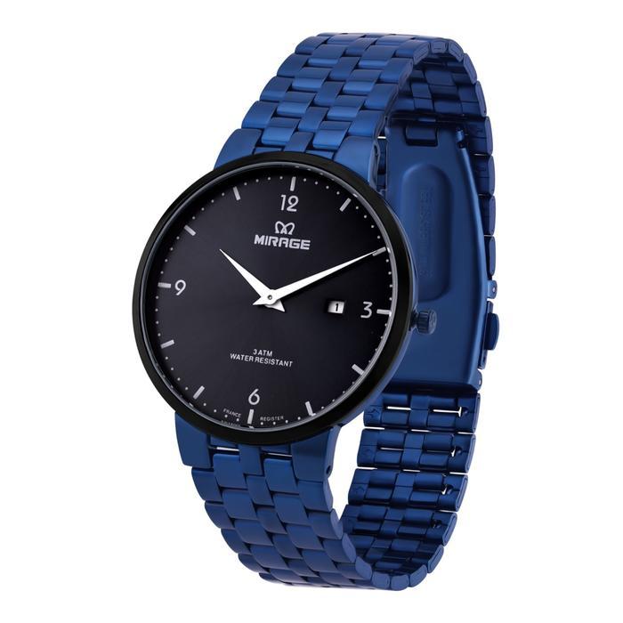Mirage Watch Jam Tangan Pria Biru Stainless Kasual 8696 M Analog Anti Karat Garansi 1 Tahun