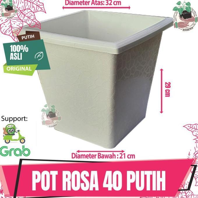 (Cooger) Pot Bunga Kotak Putih Besar 40 Rosa Pot Taman Tanaman Hias Buah Kuat