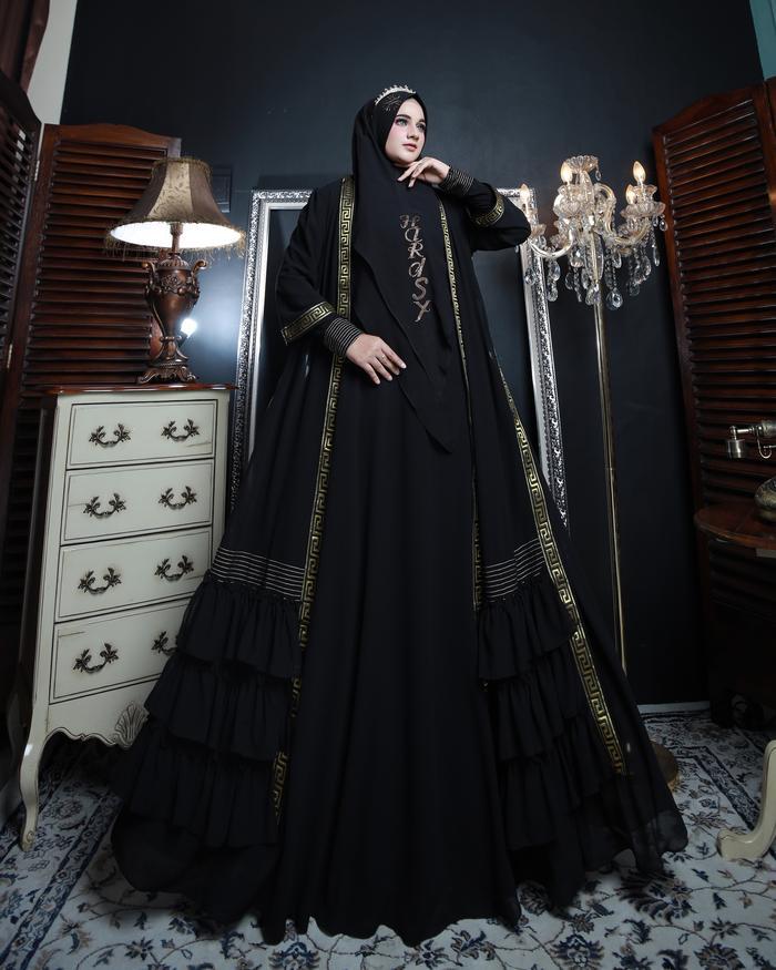 Khaira Set 3in1 By Hardsy Gamis Syari Set Khimar Plus Outer Dress Kondangan Muslim Wanita