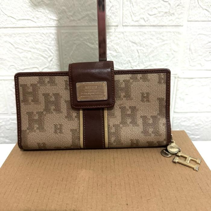 Dompet hazzys. Dompet panjang kulit asli. Dompet prelop. Coklat