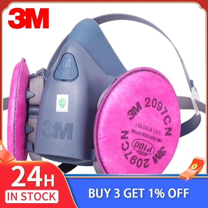 3M Spray Paint 7502 Respirator with 2091/2097 P100 Anti-Particle